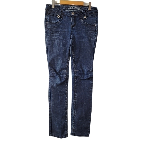 Foxy Jeans Denim - 𝅺TALL Long Size 9 Straight Skinny Low Rise Dark Denim Wash Stretch Jean